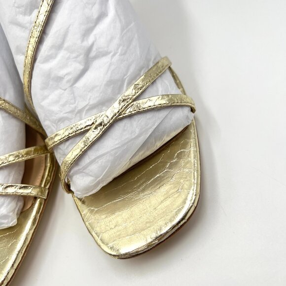 Via Spiga Womens Size 9.5 Roslyn Platino Gold Leather Dress Sandals Heels Shoes - Picture 4 of 12